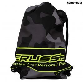 Crussis sportovní taška černý maskáč žluté fluo logo